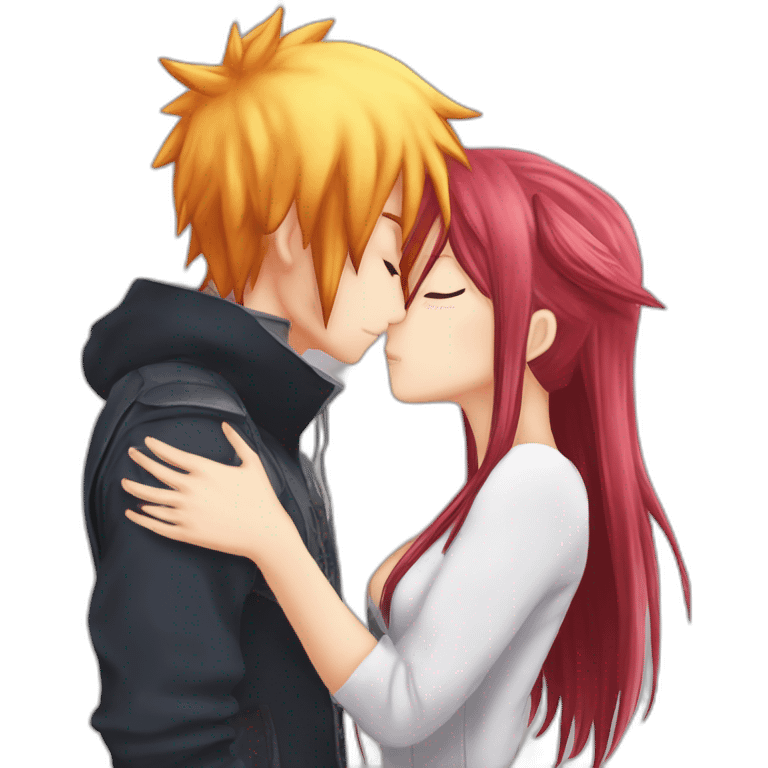 Natsu dragnir kissing erza scarlette emoji