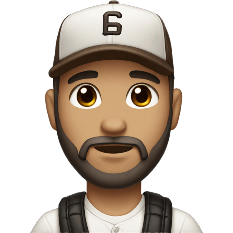 Chibi male, baseball cap brown eyes, brown beard emoji