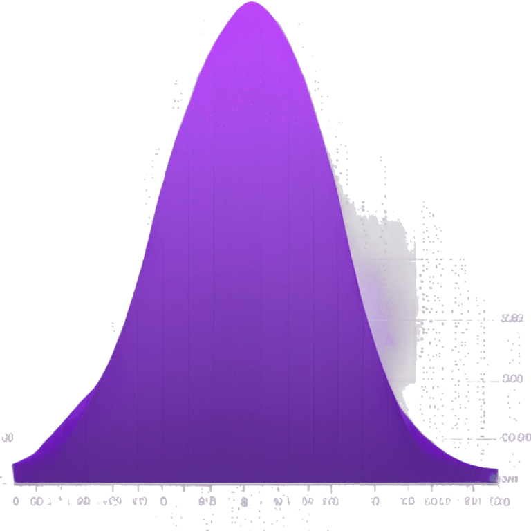 Normal distribution graph with a wider peak and purple hue emoji