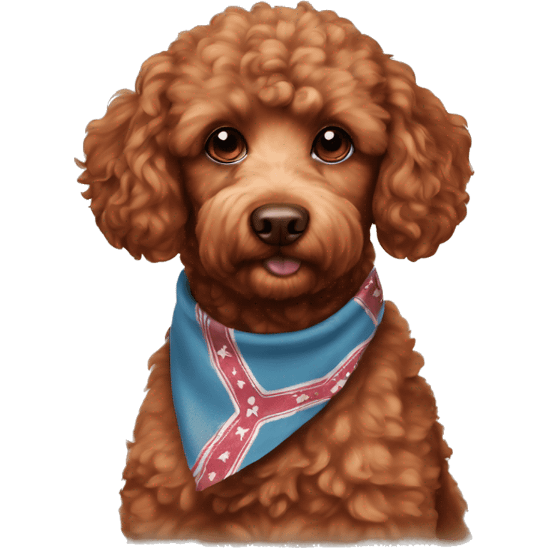 Red brown poodle mix dog with bandanna  emoji