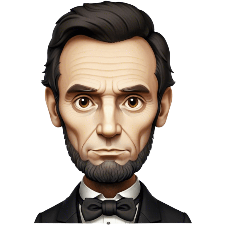 Cinematic Realistic Abraham Lincoln Portrait Emoji, depicted as a stoic iconic statesman with a tall dignified silhouette and thoughtful expression, rendered with detailed textures and dramatic historical lighting that captures his timeless presence. emoji