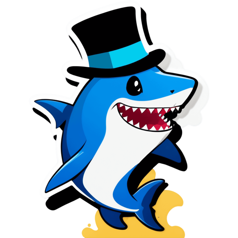 Shark with a top hat emoji