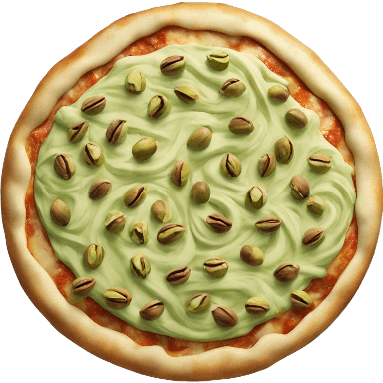 Pistachio flavored pizza with a swirl of brown frosting in the center emoji