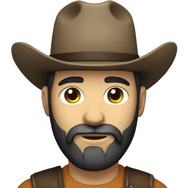 A white man using a cowboy hat and a black beard emoji