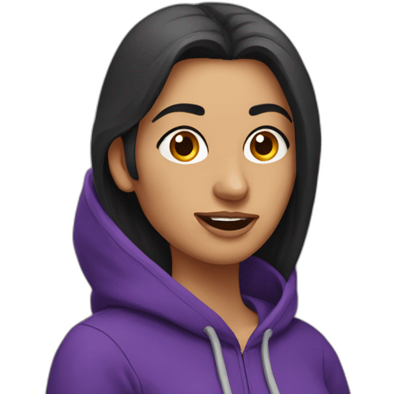 Armenian Woman  with purple hoodie and with a snake tongue emoji