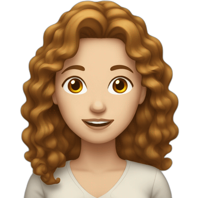 white woman with wavy brown hair emoji