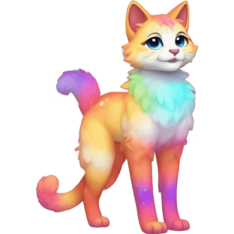 Colorful gradient-Sparkle-feline-nebula-fursona anthropomorphic furry full body emoji