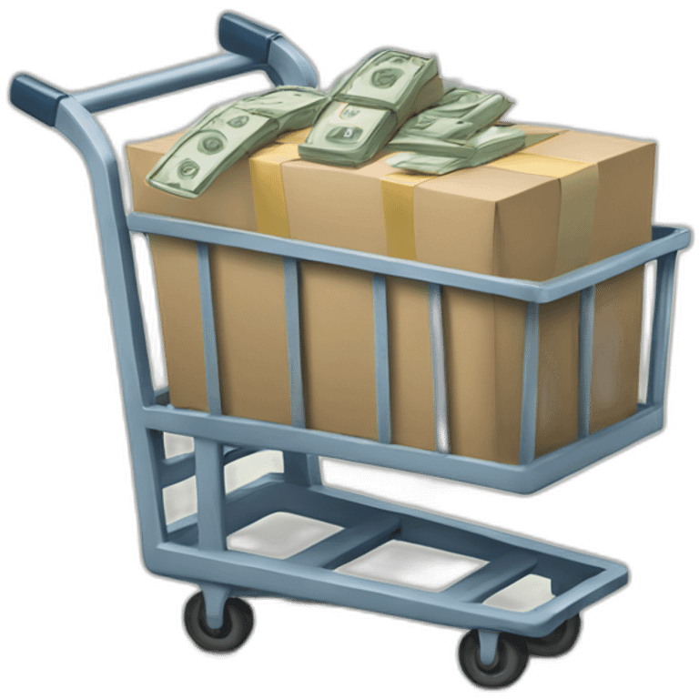 Pack of money on the delivery cart emoji