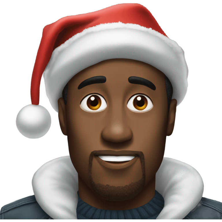 P diddy wearing a Christmas hat emoji