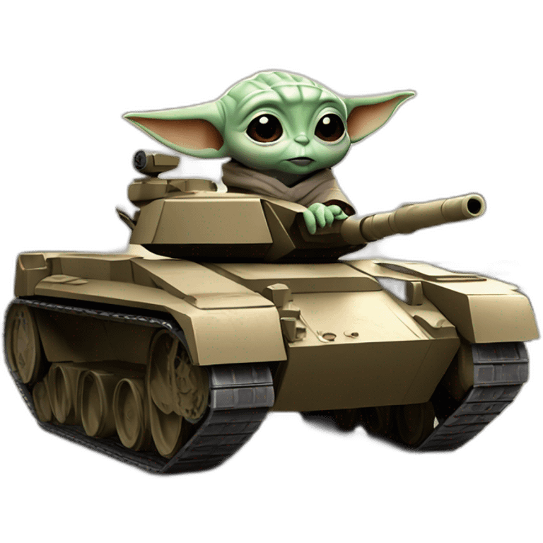 baby yoda shooting a tank at a city emoji