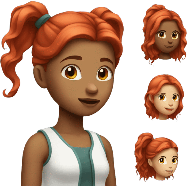 girl with 2 pony red color hair emoji