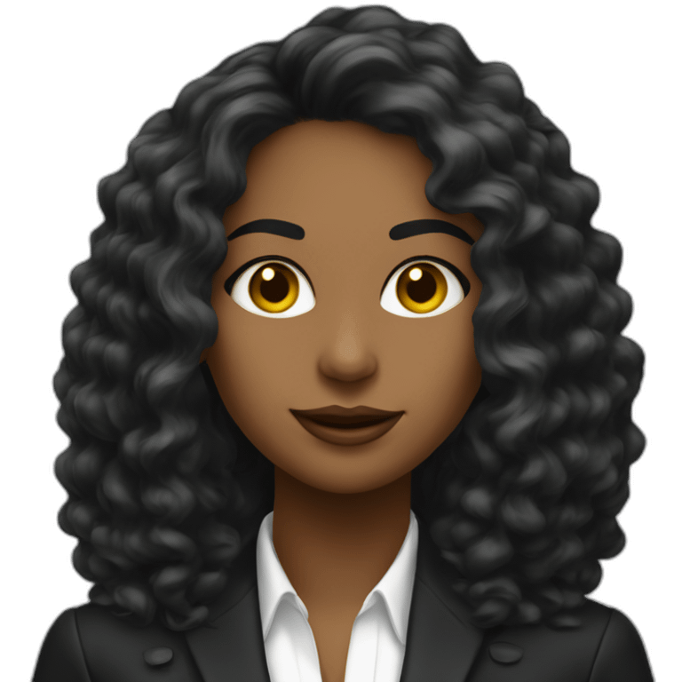 Syntia Mujer blanca pelo negro largo emprendedora con blazer emoji