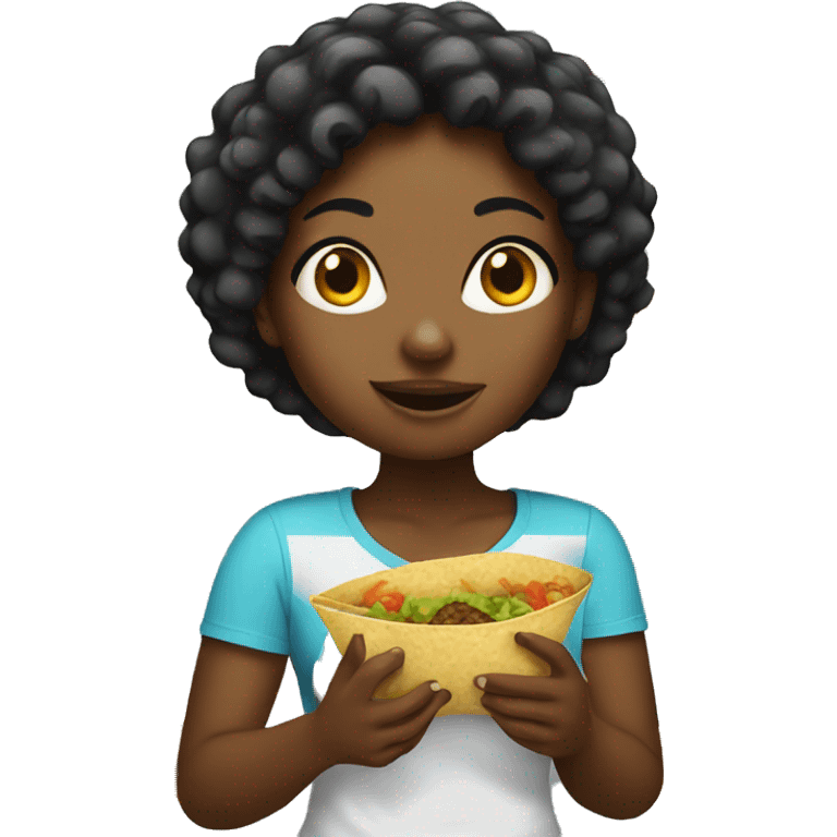 Black girl eating tacos emoji