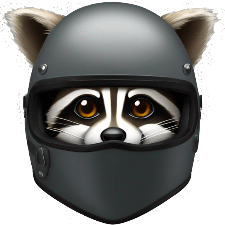 raccoon in a closed face motorcycle helmet emoji