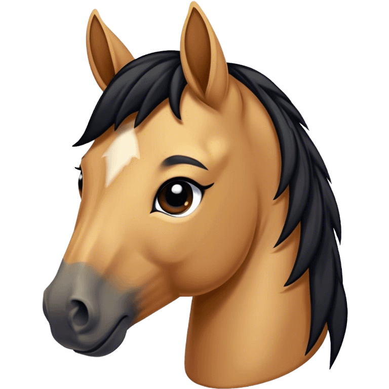 Tan horse with black stripe down its mane emoji