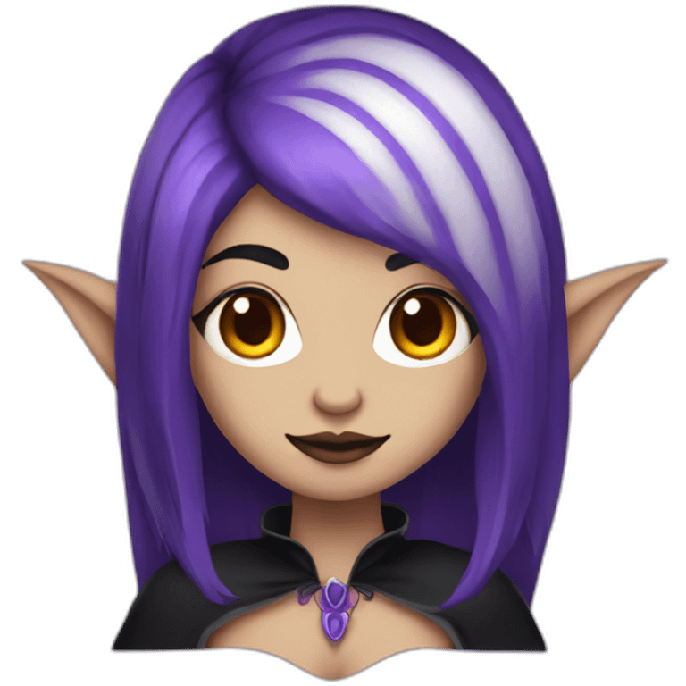 vampire witch elf with purple and black hair emoji