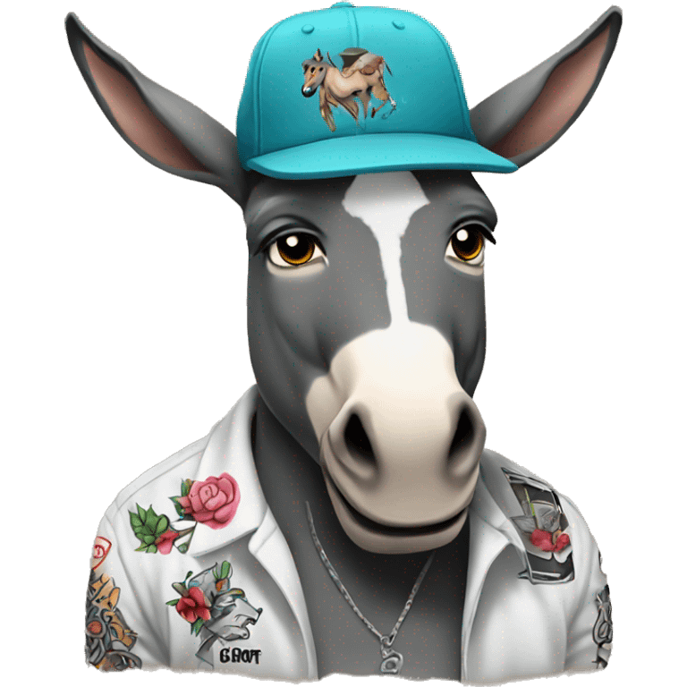 donkey covered in gangster tattoos emoji