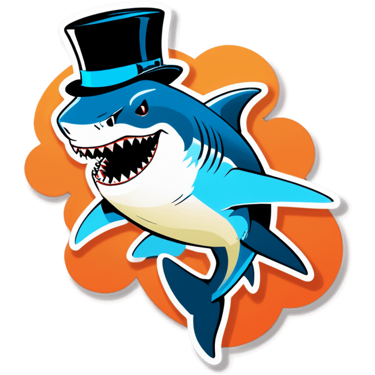 Shark with a top hat emoji