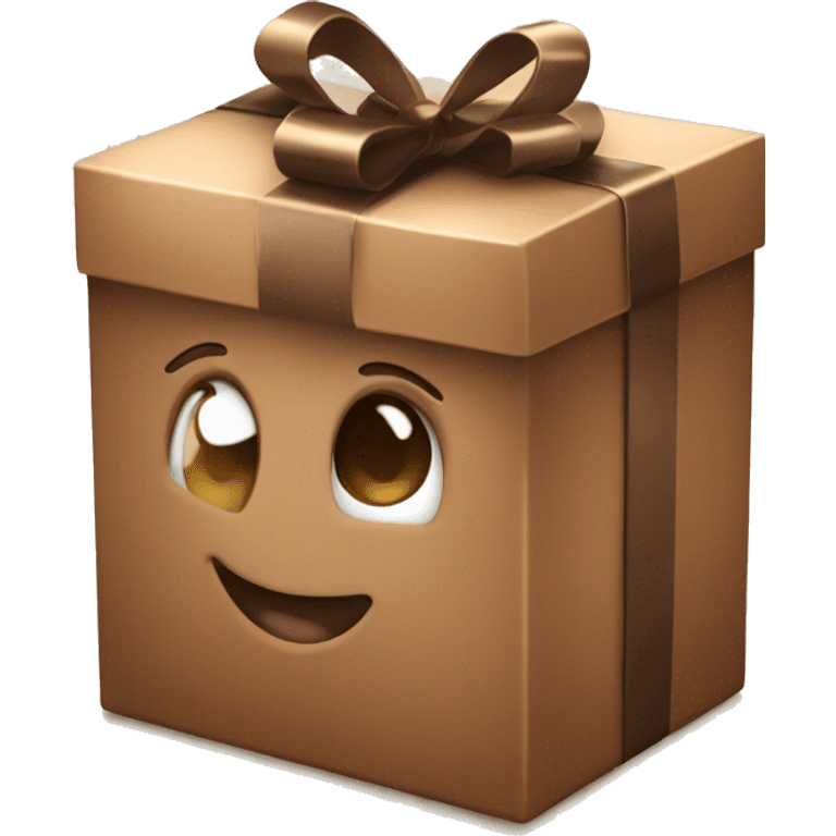 Aesthetic shine gift box in brown style emoji