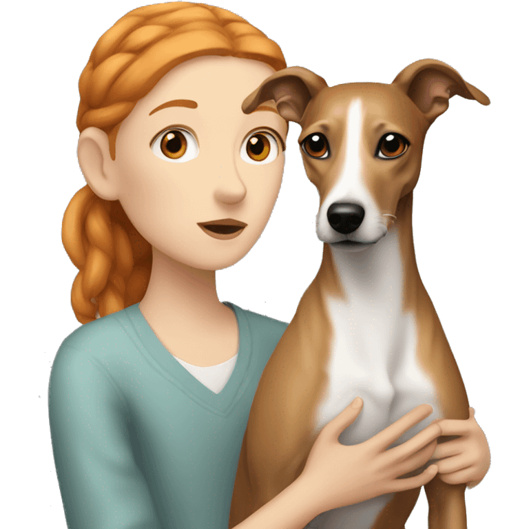 whippet with ginger human girl emoji