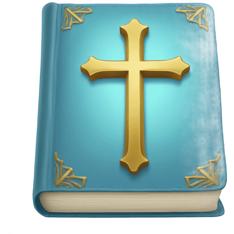 light blue bible with gold cross on he front emoji