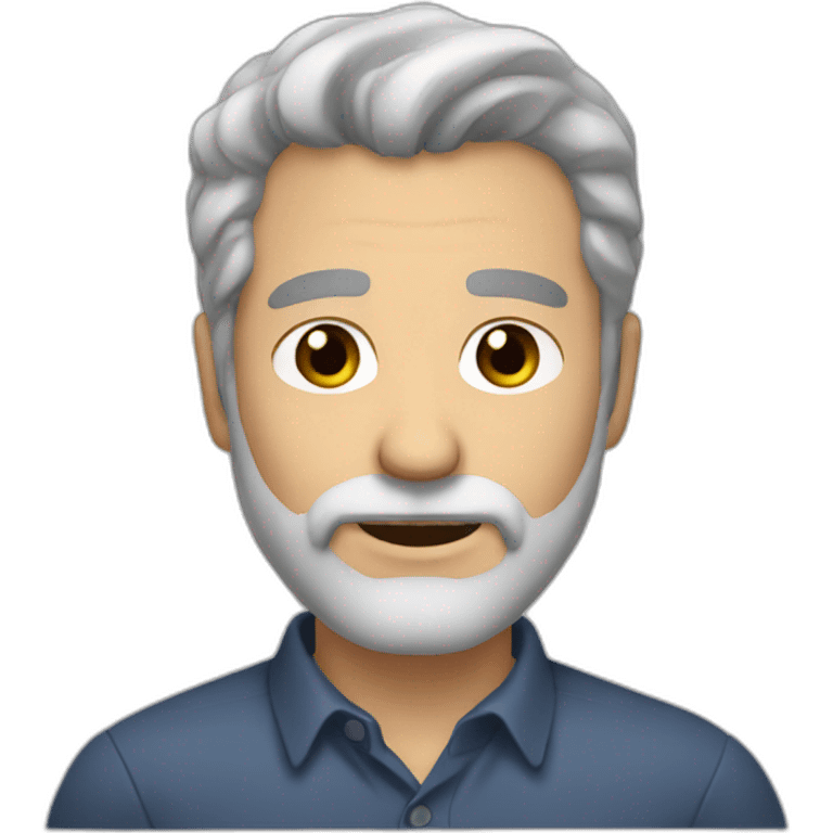 man grey hair brown eyes 3 days of beard emoji