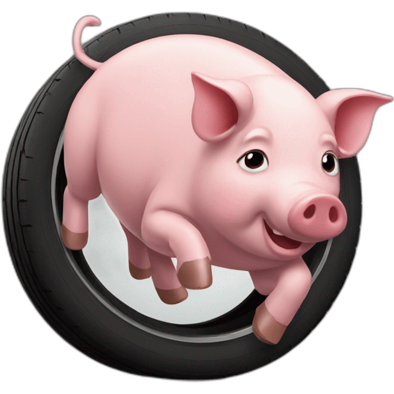 Pigs run over by tires emoji