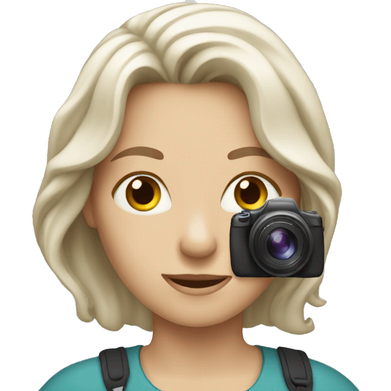 White woman with a camera emoji