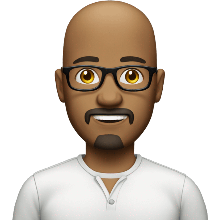 bald man with goatee and clear glasses and shirt 40 yrs old emoji