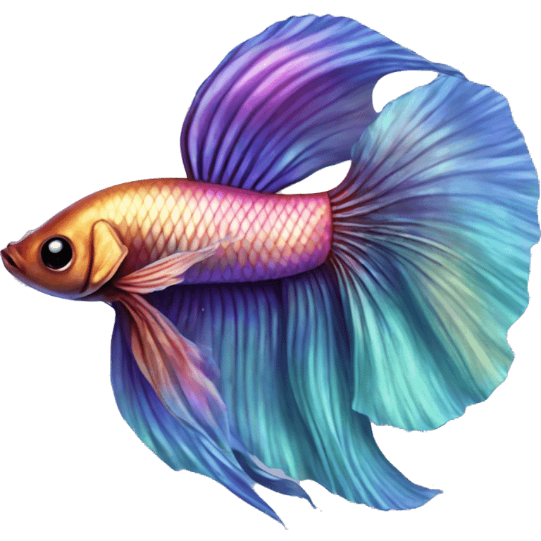 Pretty iridescent long fin betta fish realistic emoji