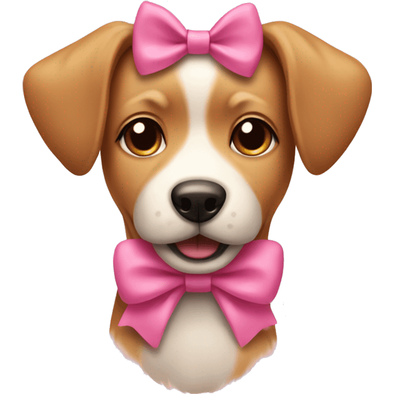 Cute light brown dog with a  pink bow emoji