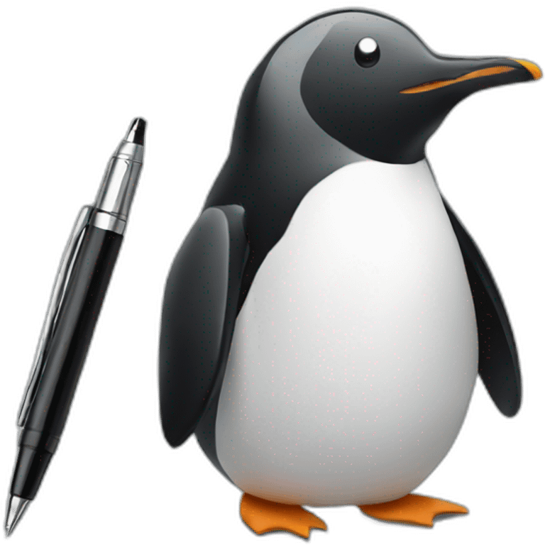 penguin and a pen emoji