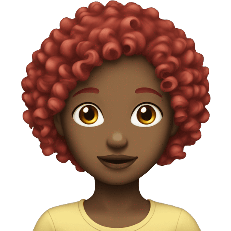 Girl white cherry red curly hair  emoji