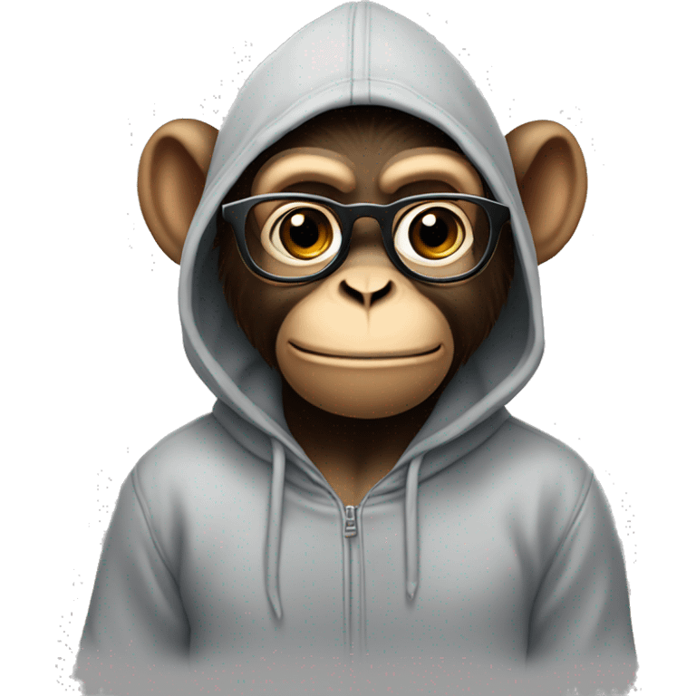 A monkey wearing glasses and a hoodie that says justice for Kyleigh emoji