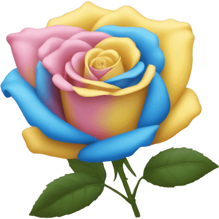 pink yellow and blue rose emoji