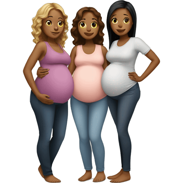 Three pregnant friends emoji