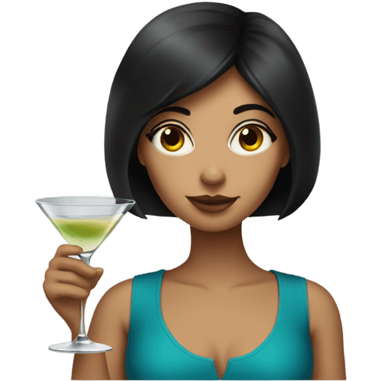 Dark haired girl drinking martini emoji