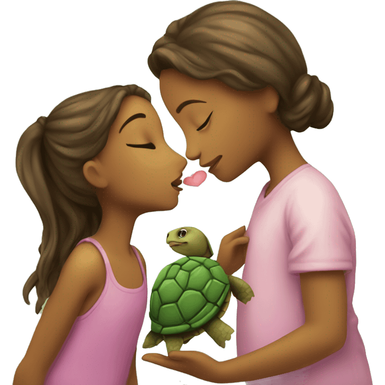 girl kisses turtle emoji