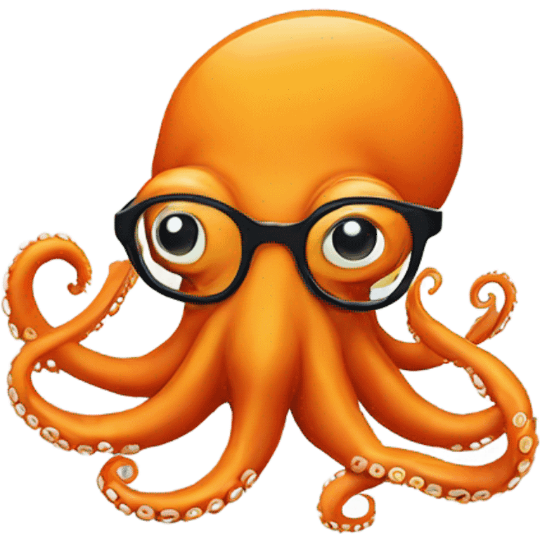 Orange octopus with glasses emoji