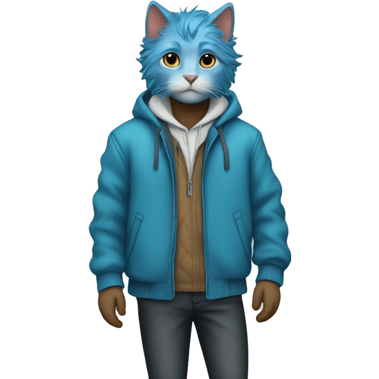 blue haired cat boy in jacket emoji