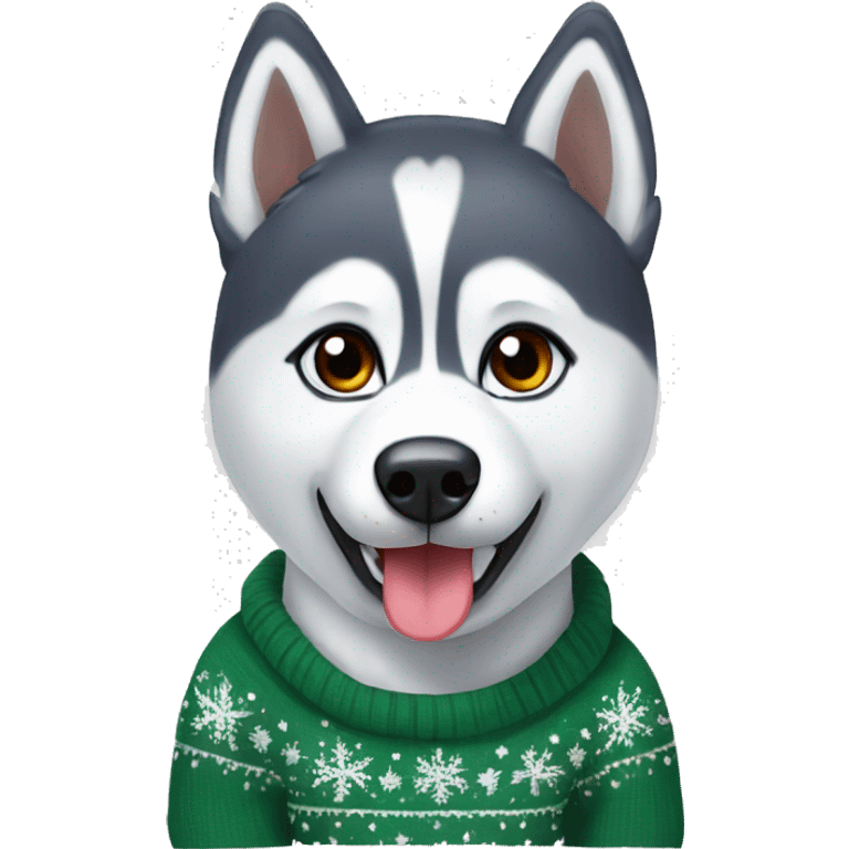 Husky with christmas Pullover  emoji