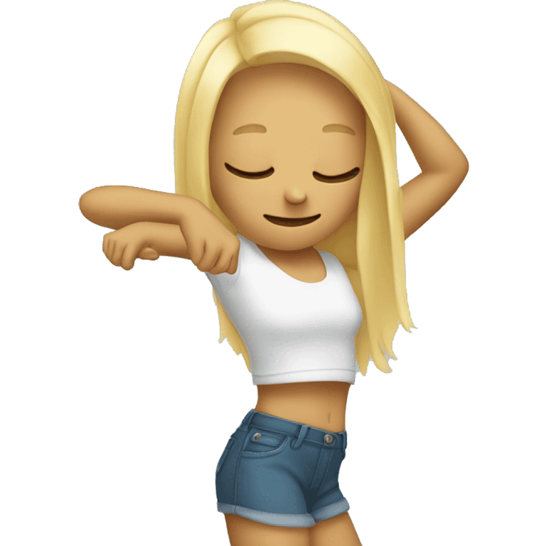 blond girl dabbing emoji