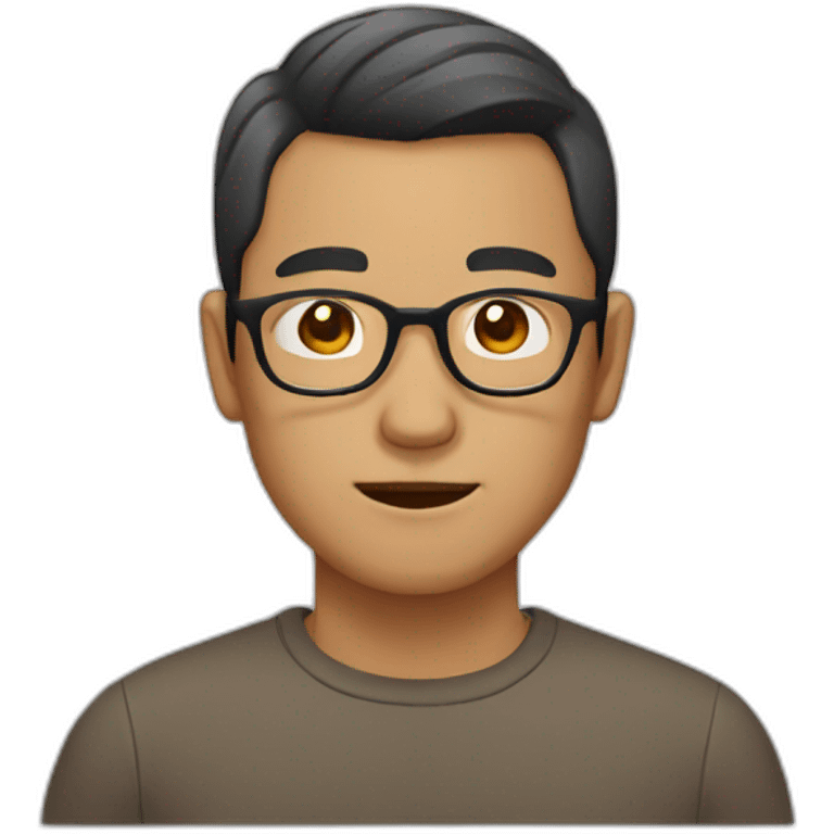 Ugly Asian man wear glasses with brown skin emoji