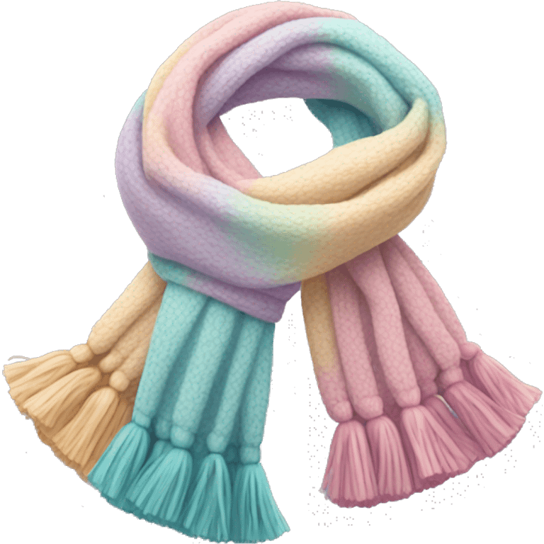 Scarf: pastel colors, with a cozy texture, and tassels on the ends of the scarf. emoji