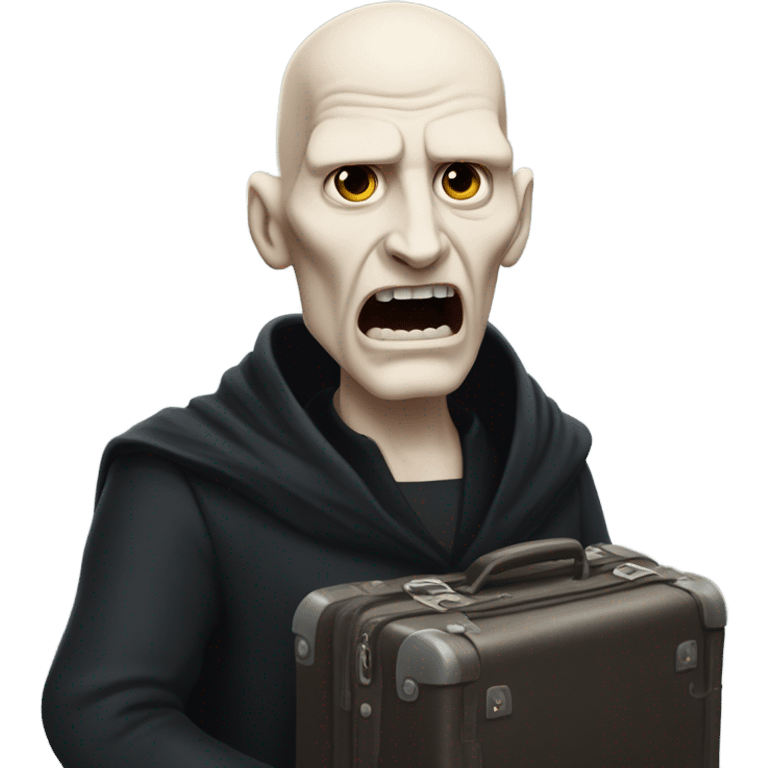 Lord Voldemort running away carrying a suitcase emoji