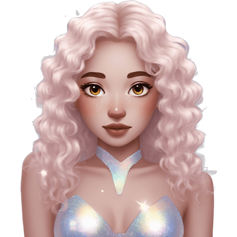 Holographic angel glitter freckles ethereal emoji