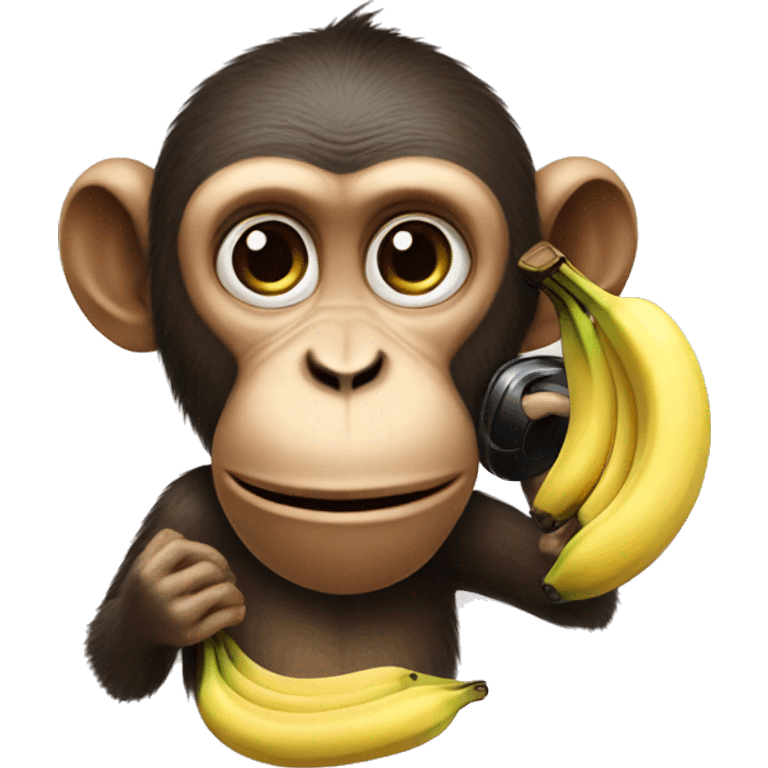 Realistic Monkey using bananas as phones emoji