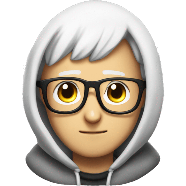 one punch man wearing hoodie and glasses emoji