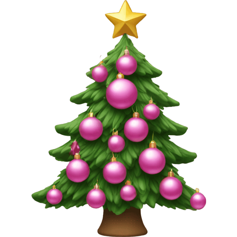 Christmas tree with pink ornaments emoji