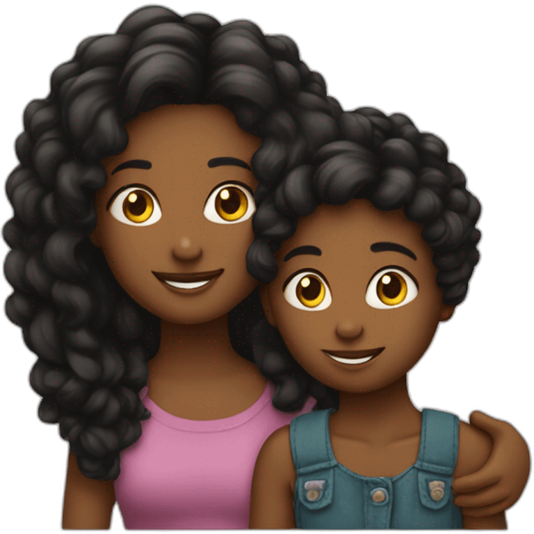 Couple cheveux noirs avec enfants  emoji